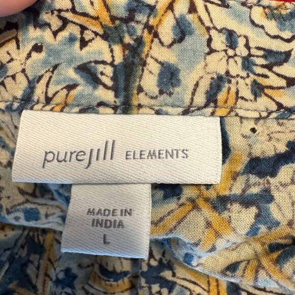 Pure Jill Elements Floral Maxi Dress Size L Empire Waist Oversized Peasant Boho - Picture 4 of 7